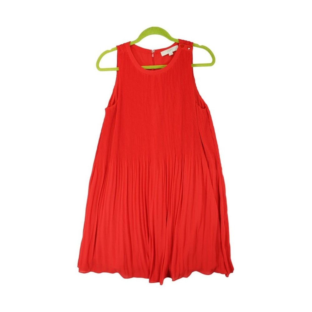Ann Taylor Red Sleeveless Dress Pleated Size Medium M MSRP $89‎